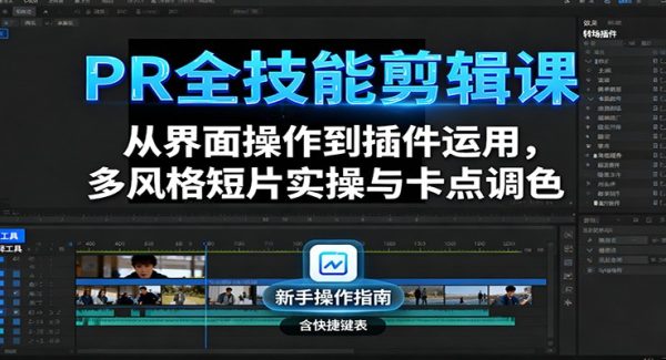 PR全技能剪辑课：从界面操作到插件运用，多风格短片实操与卡点调色