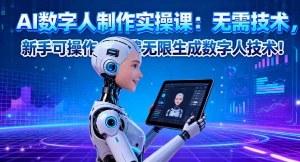 （16376期）AI数字人制作实操课：无需技术，新手可操作，免费无限生成数字人技术！