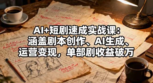 （16359期）AI+短剧速成实战课：涵盖剧本创作、AI生成、运营变现，单部剧收益破万