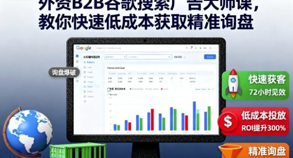 外资B2B谷歌搜索广告大师课，教你快速低成本获取精准询盘