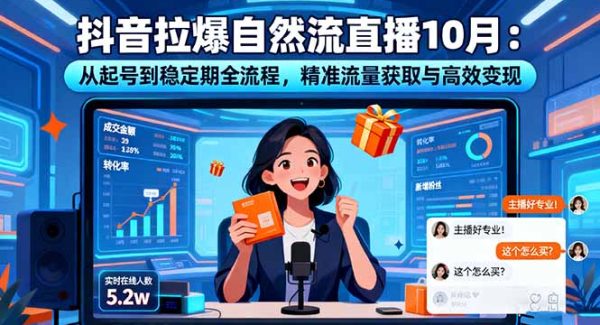 （16339期）抖音拉爆自然流直播10月：从起号到稳定期全流程，精准流量获取与高效变现