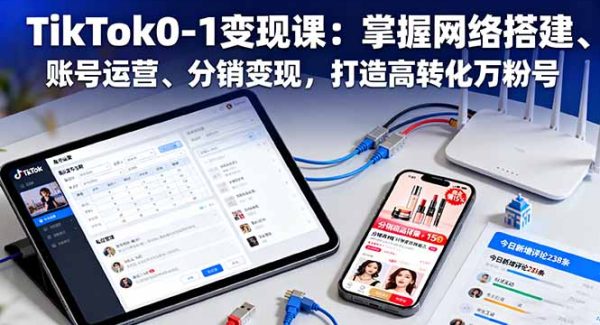 （16334期）TikTok0-1变现课：掌握网络搭建、账号运营、分销变现，打造高转化万粉号