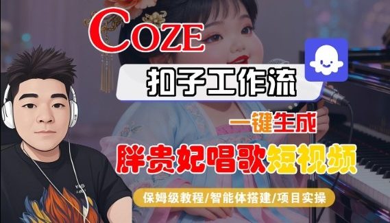 Coze扣子智能体工作流一键生成“胖贵妃对口型唱歌“短视频，全流程保姆级教学