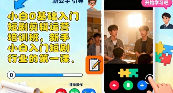 小白0基础入门短剧剪辑运营培训班，新手小白入门短剧行业的第一课