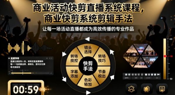 商业活动快剪直播系统课程，商业快剪系统剪辑手法