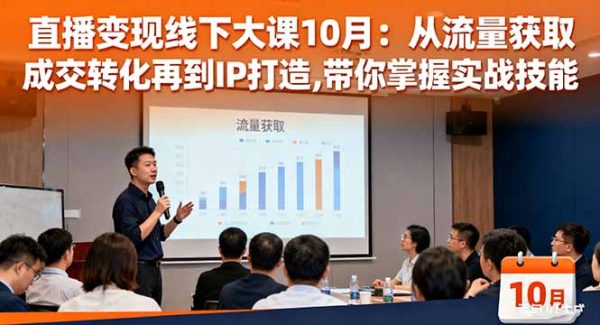 （16425期）直播变现线下大课10月：从流量获取到成交转化再到IP打造,带你掌握实战技能
