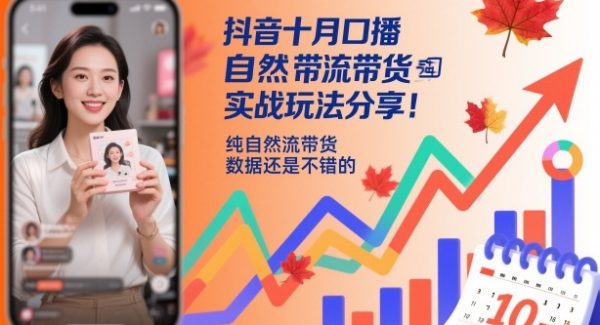 抖音十月口播自然流带货实战玩法分享，纯自然流带货，数据还是不错的